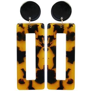 Plastic Rectangle Geometric Tortoise Earrings